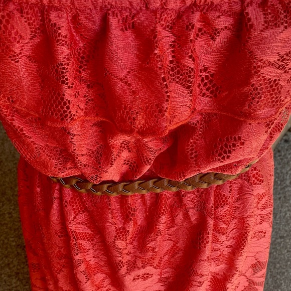 π΅ Trixxi Lace High Low Strapless Summer Dress Coral/Pink/Orange Size L Junior - Picture 6 of 10